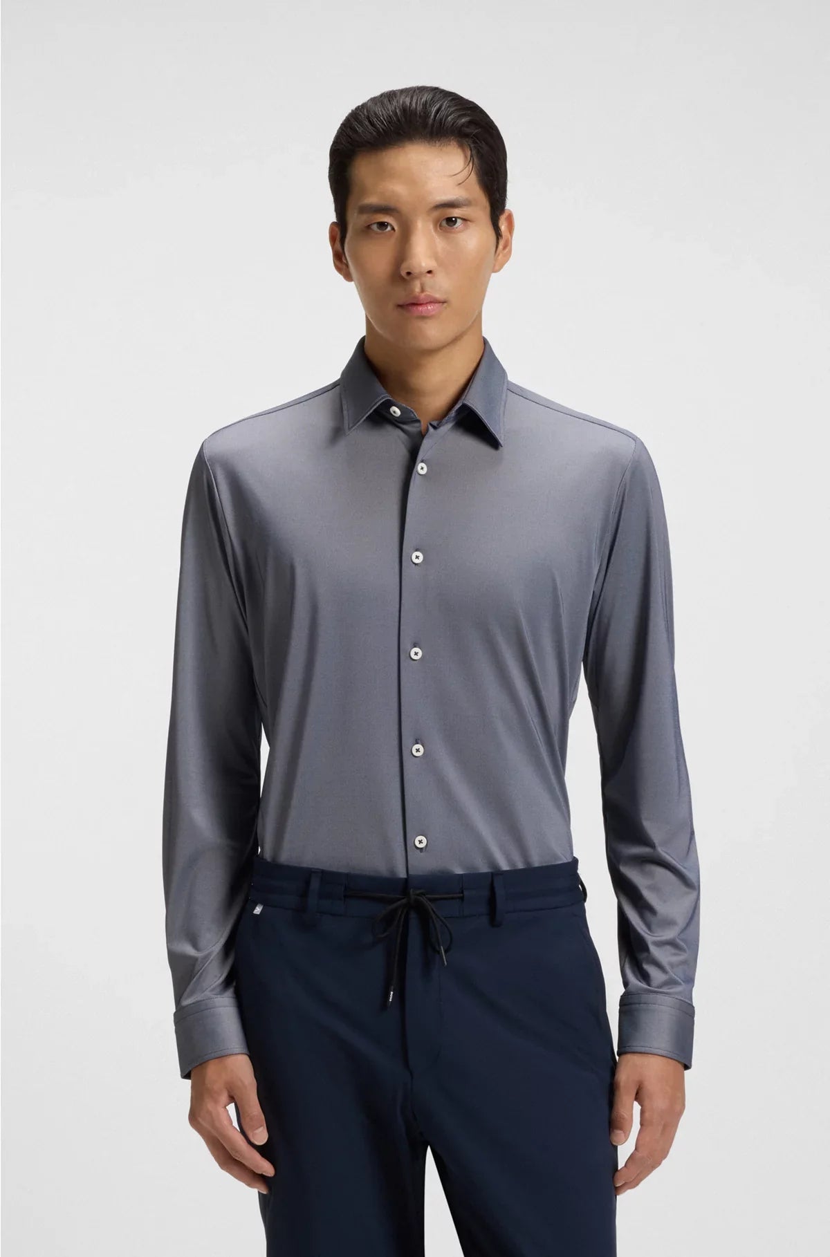 SLIM-FIT SHIRT IN STRUCTURED PERFORMANCE-STRETCH FABRIC