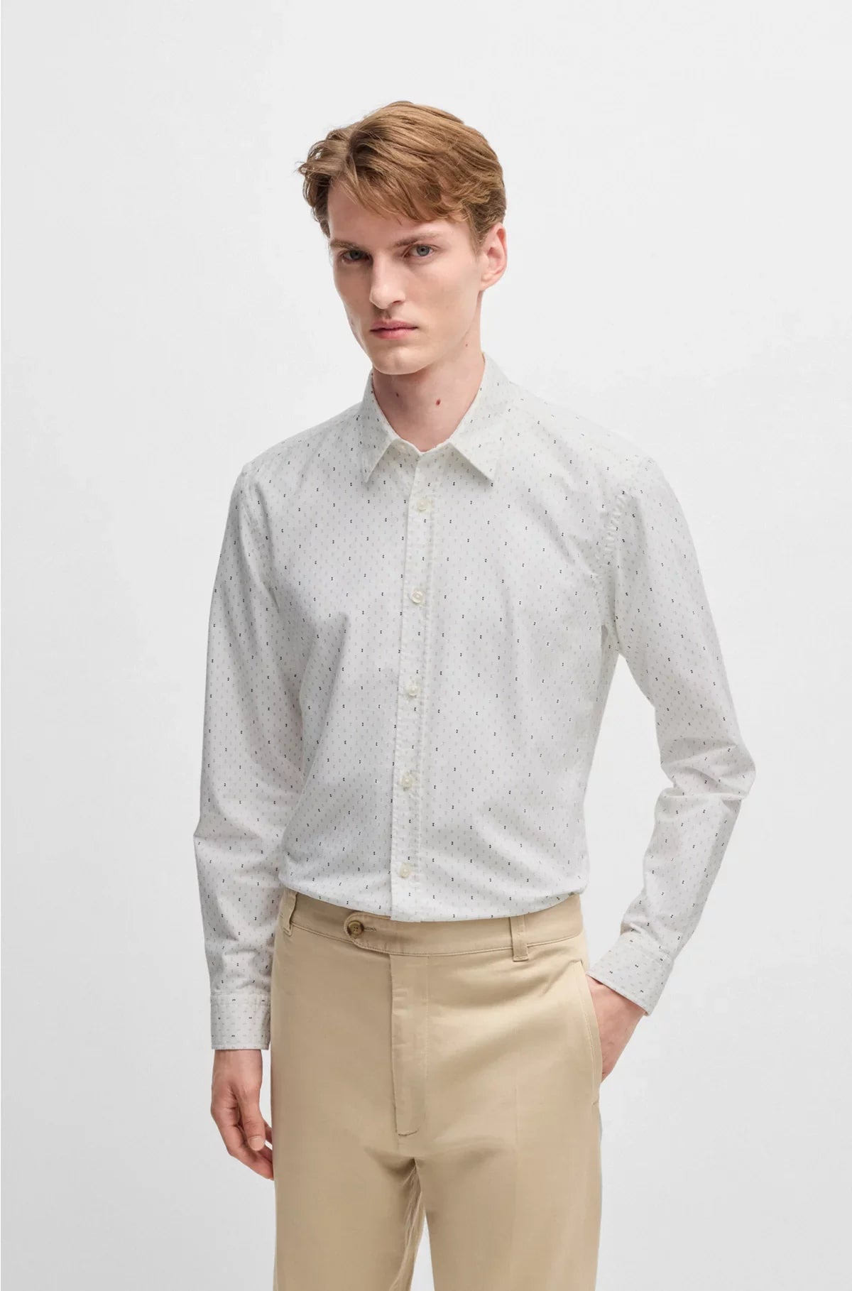 SLIM-FIT SHIRT IN PRINTED OXFORD COTTON