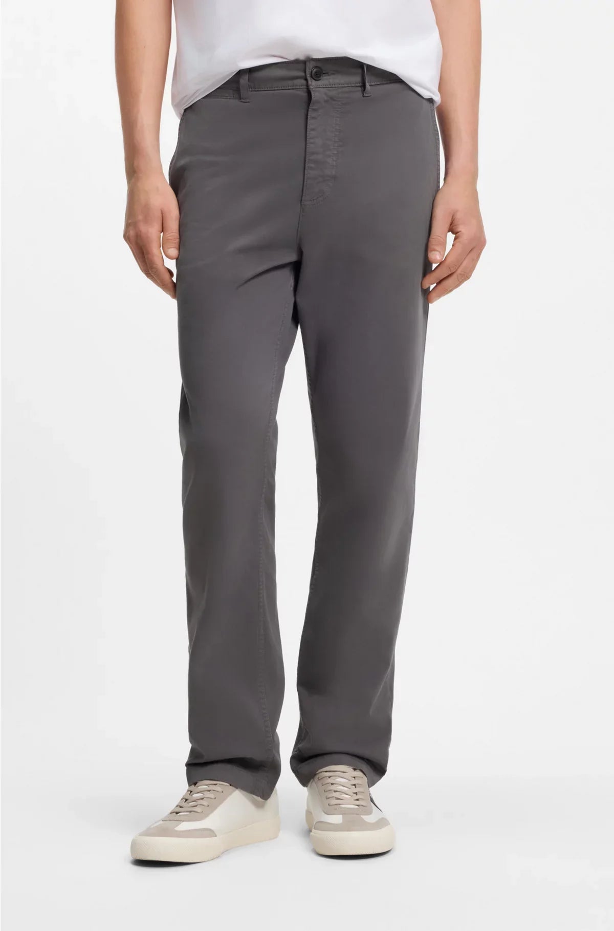 REGULAR-FIT TROUSERS IN STRETCH-COTTON SATIN
