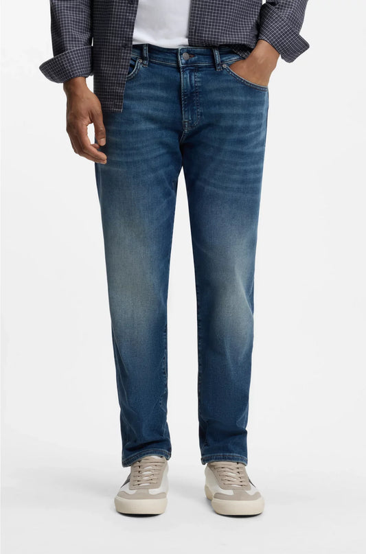 JEANS MAINE A VITA REGOLARE IN DENIM BLU SUPER ELASTICIZZATO