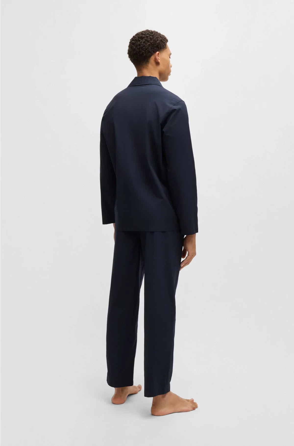 TWO-PIECE POPLIN PYJAMA SET WITH EMBROIDERED BRANDING