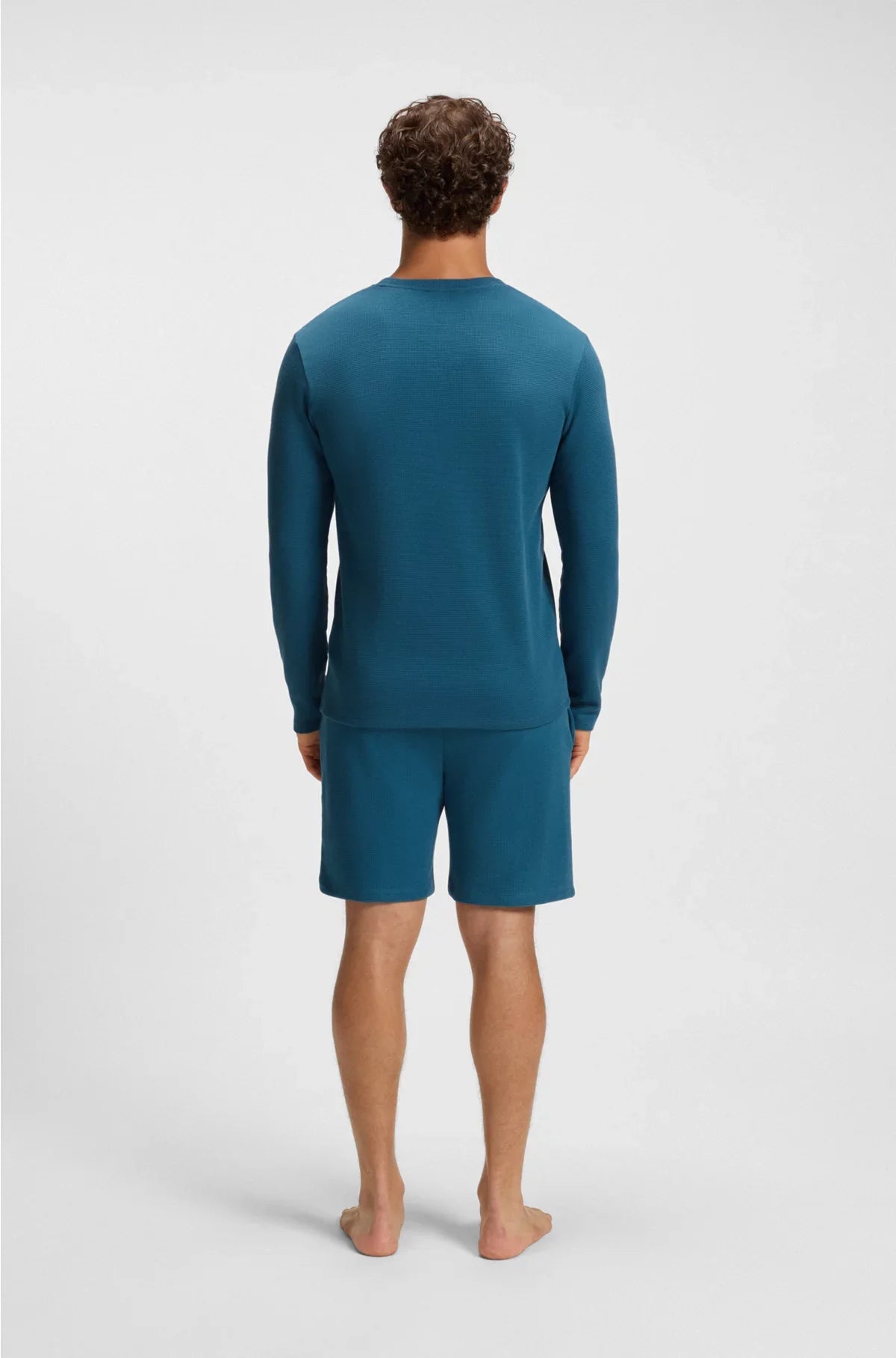 WAFFLE-STRUCTURED PYJAMA T-SHIRT IN A COTTON BLEND