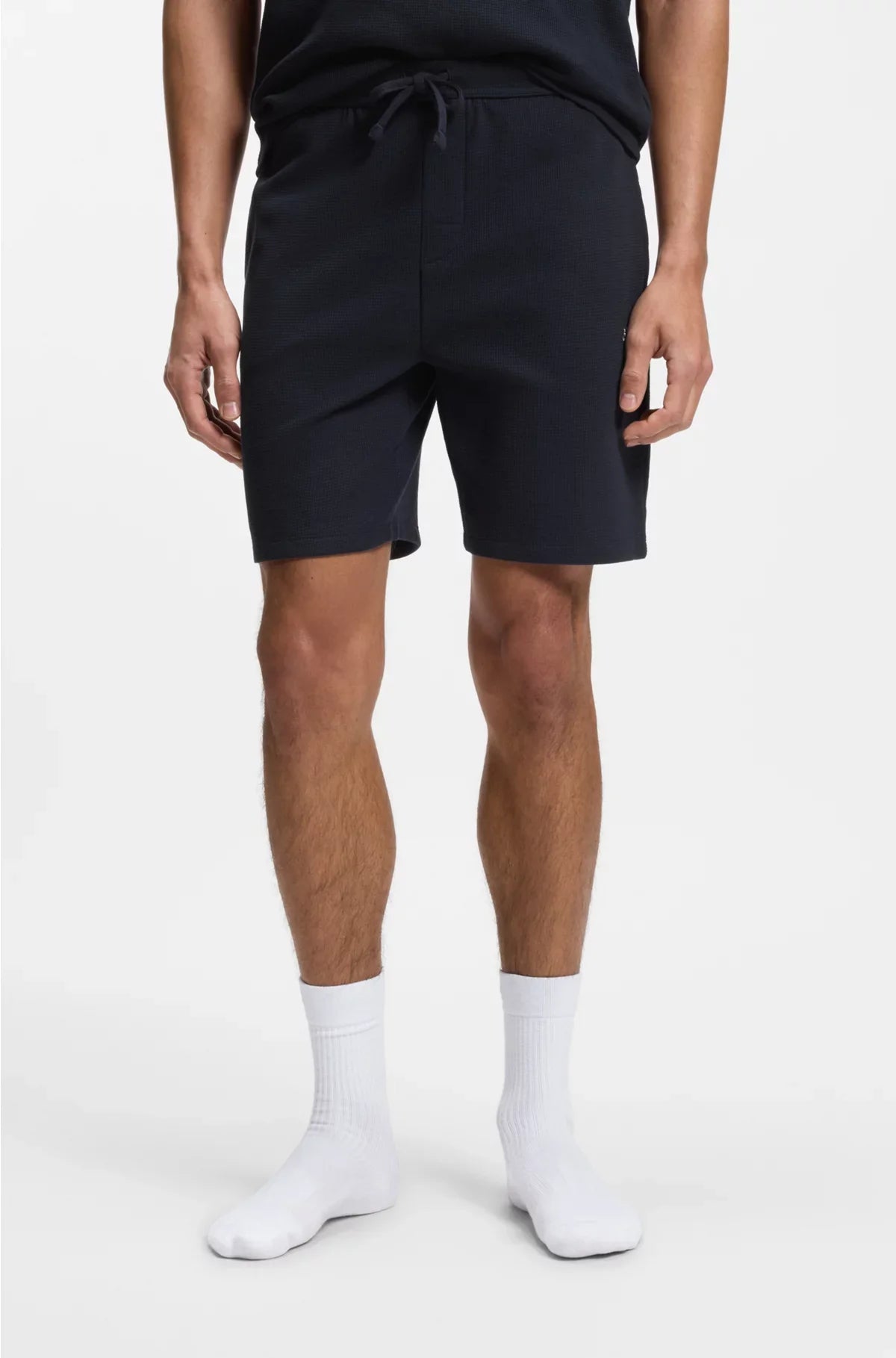 COTTON-BLEND PYJAMA SHORTS WITH EMBROIDERED LOGO