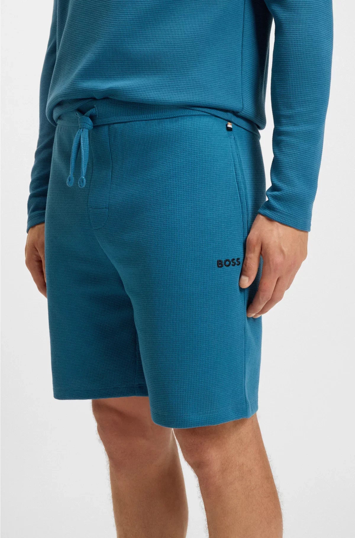 COTTON-BLEND PYJAMA SHORTS WITH EMBROIDERED LOGO