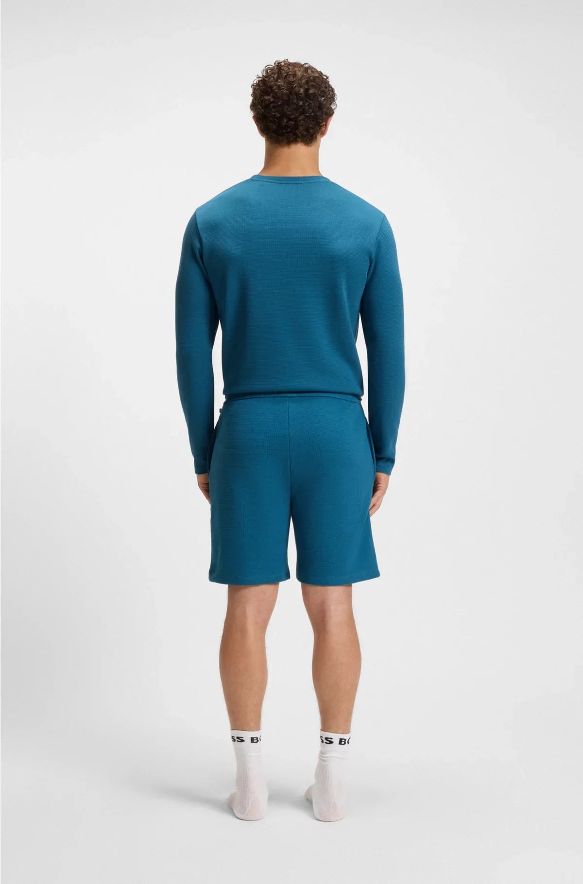 COTTON-BLEND PYJAMA SHORTS WITH EMBROIDERED LOGO