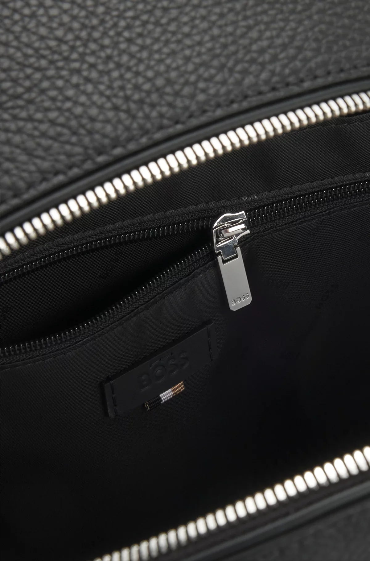 GRAINED ITALIAN-LEATHER BACKPACK WITH EMBOSSED LOGO