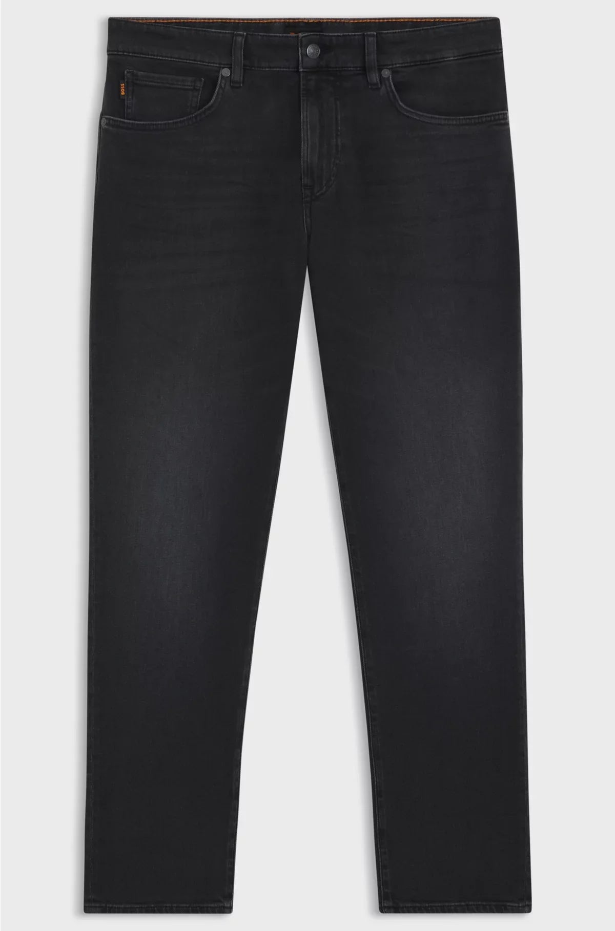 TAPERED-FIT JEANS IN BLACK COMFORT-STRETCH DENIM