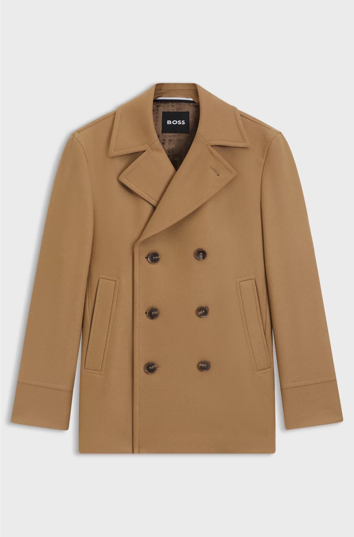 SLIM-FIT DOUBLE-BREASTED SHORT COAT IN A WOOL BLEND