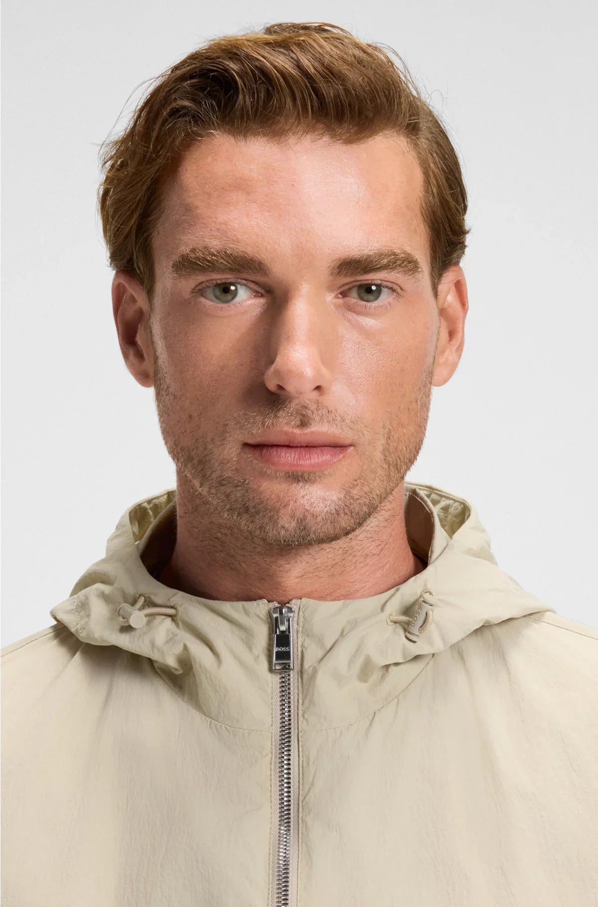 WATER-REPELLENT JACKET IN CRINKLE FABRIC WITH ADJUSTABLE HOOD