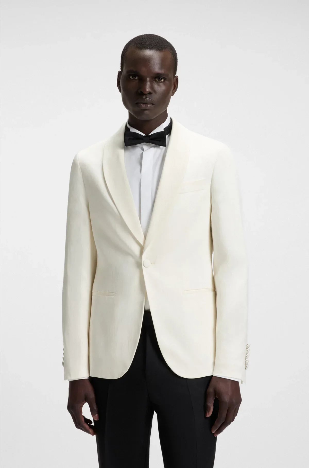 SLIM-FIT TUXEDO JACKET IN SILK AND LINEN