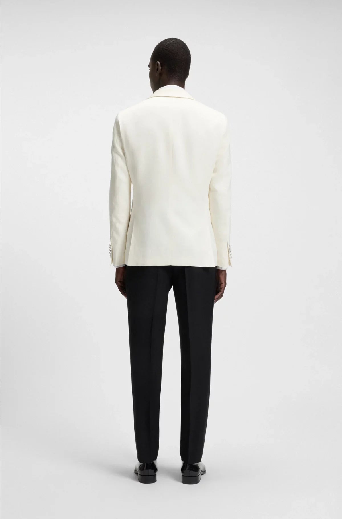 SLIM-FIT TUXEDO JACKET IN SILK AND LINEN