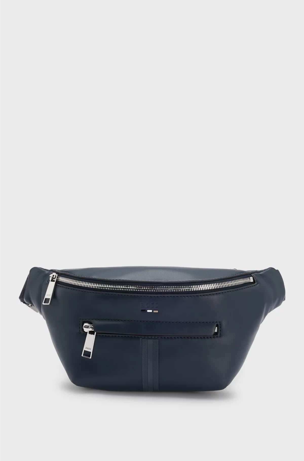 FAUX-LEATHER BELT BAG WITH TEXTURED TRIM