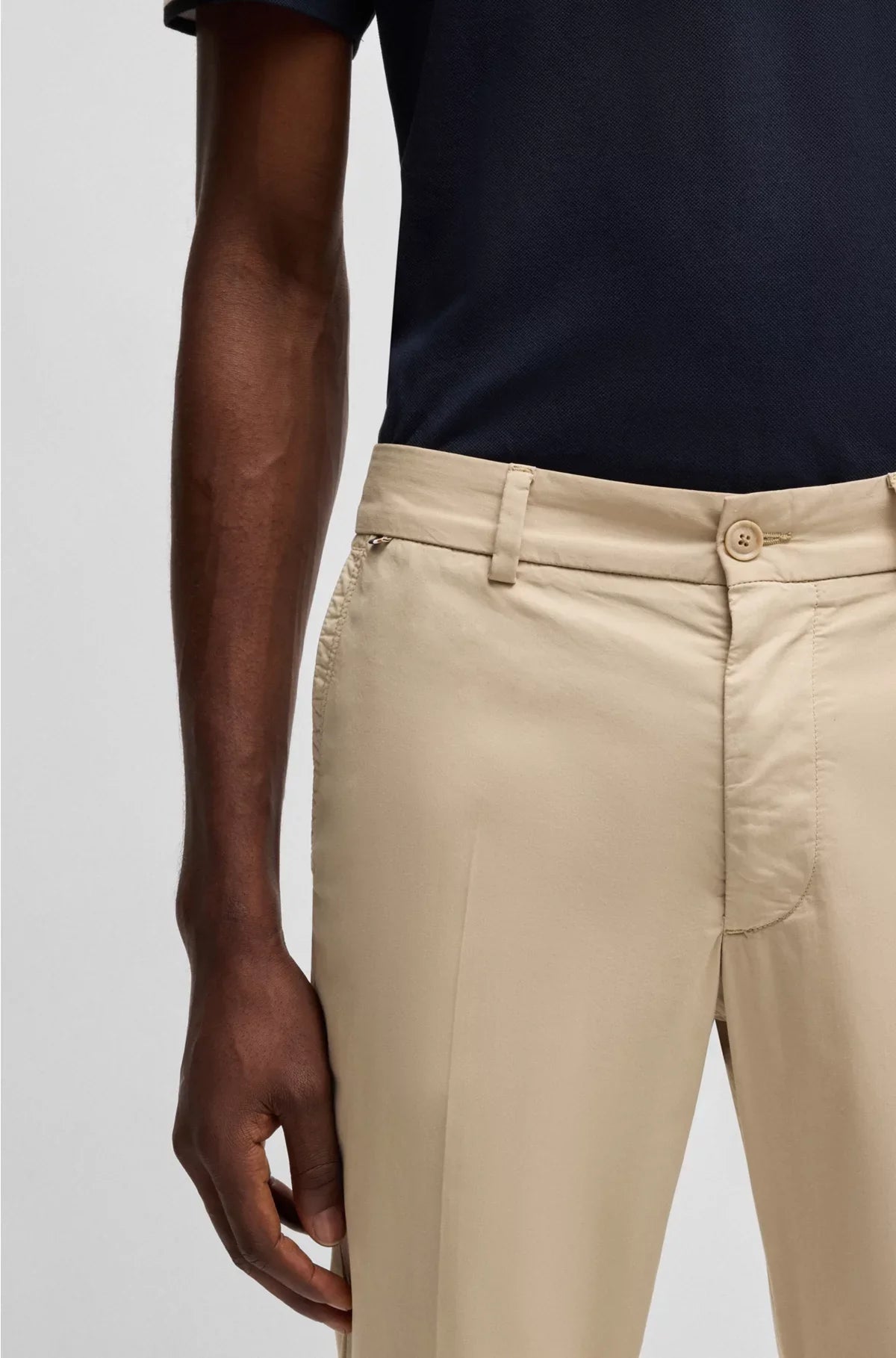 SLIM-FIT TROUSERS IN COTTON-BLEND SATIN