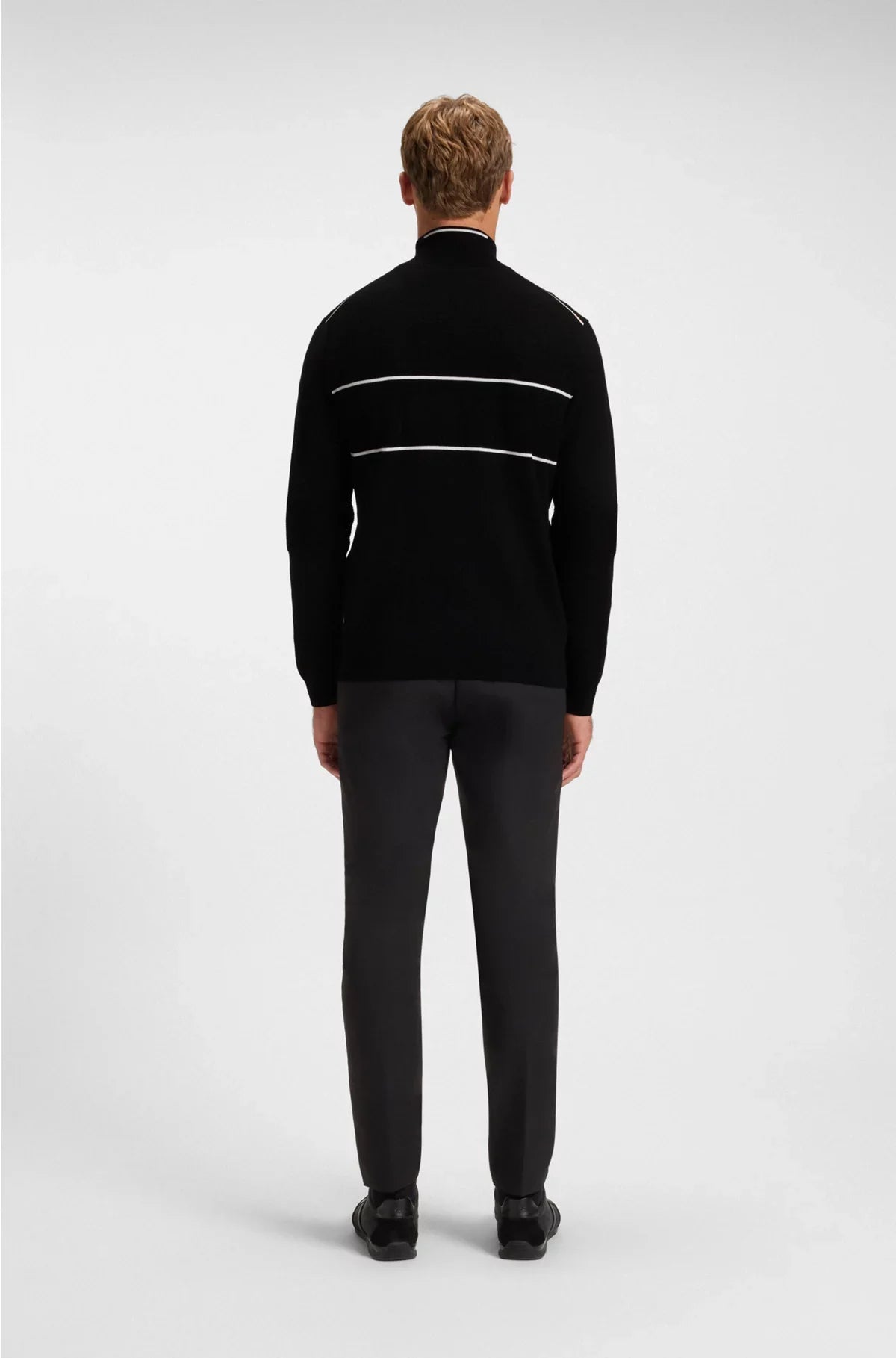 WATER-REPELLENT COTTON-BLEND SWEATER WITH ZIP NECK