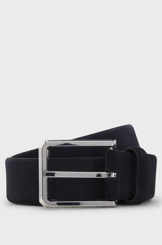 SUEDE BELT WITH SILVER-TONE BUCKLE