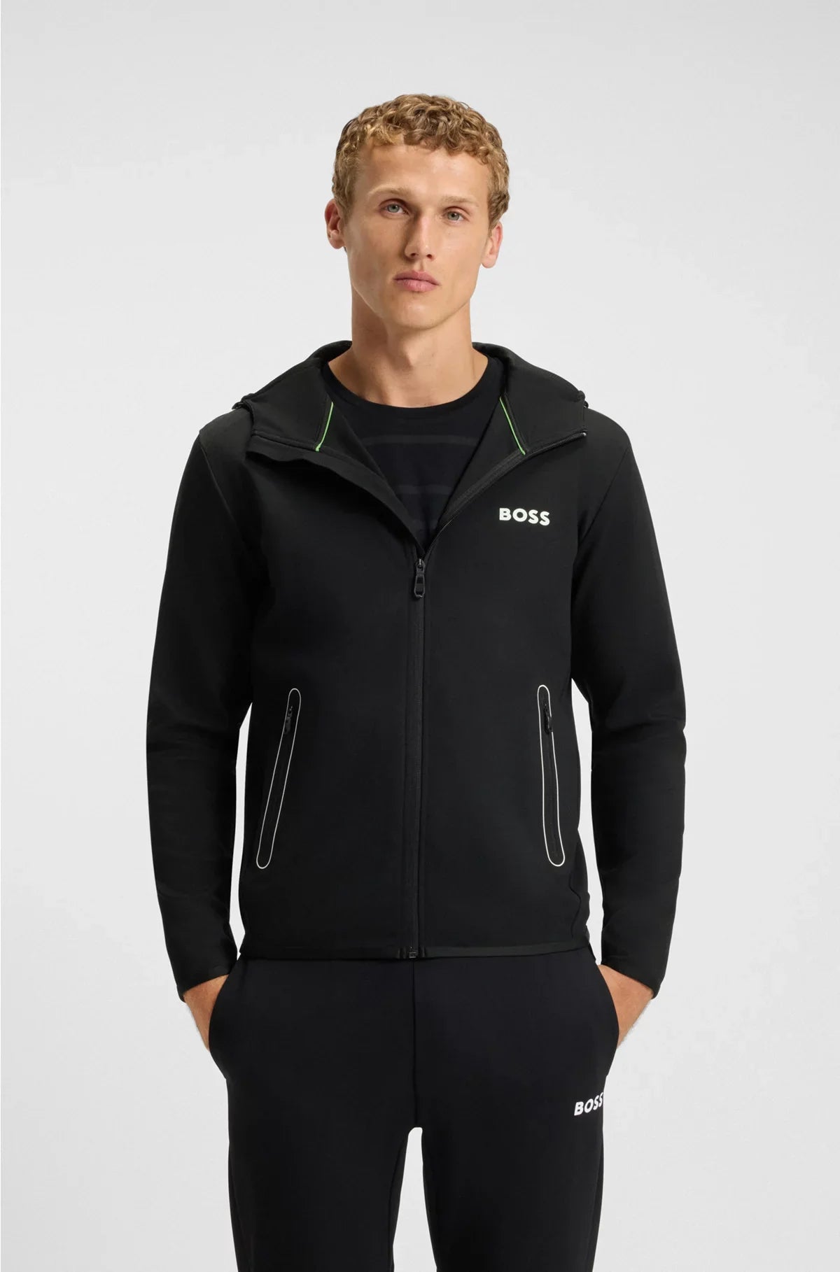ACTIVE STRETCH-GABARDINE ZIP-UP HOODIE WITH THERMOREGULATING TECHNOLOGY