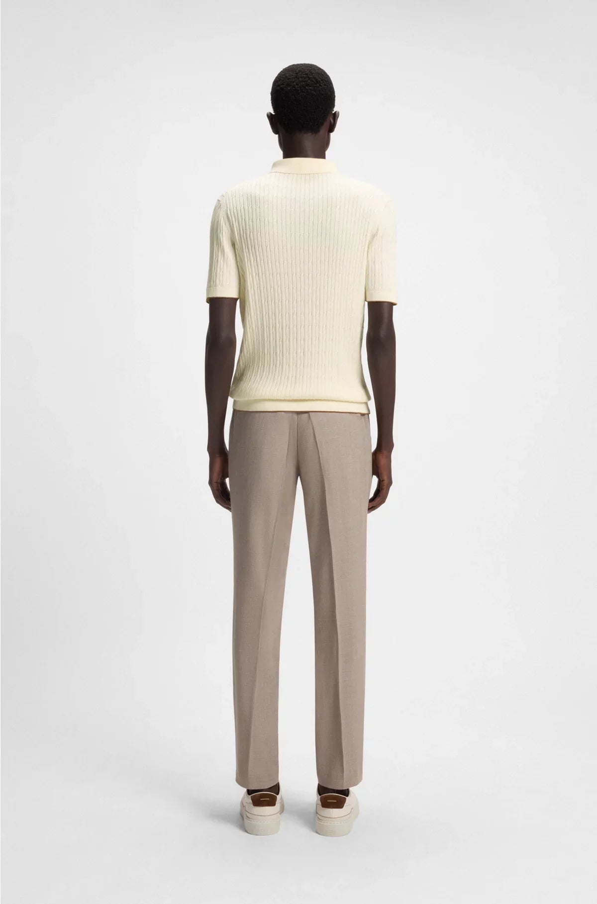 CABLE-KNIT POLO IN SILK AND COTTON