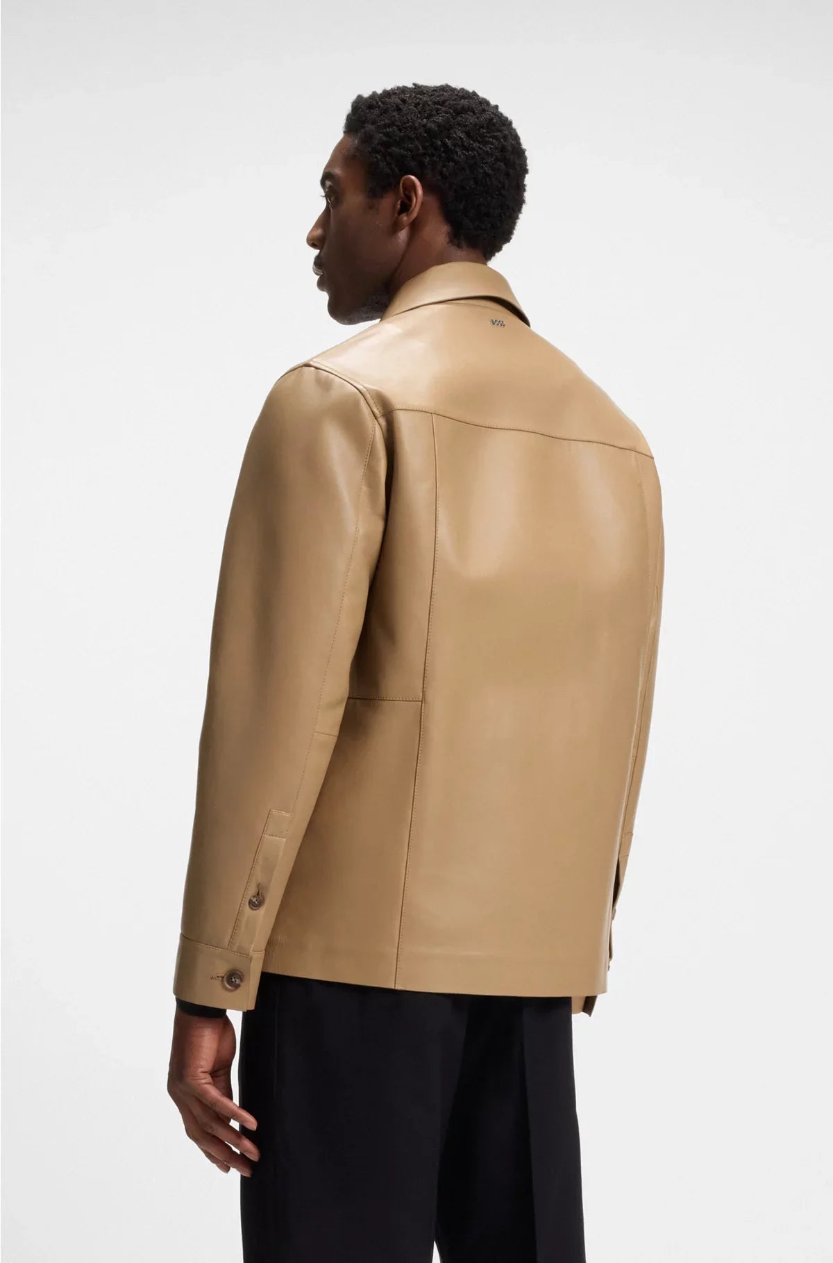 SHIRT-STYLE LEATHER JACKET WITH FLAP POCKETS