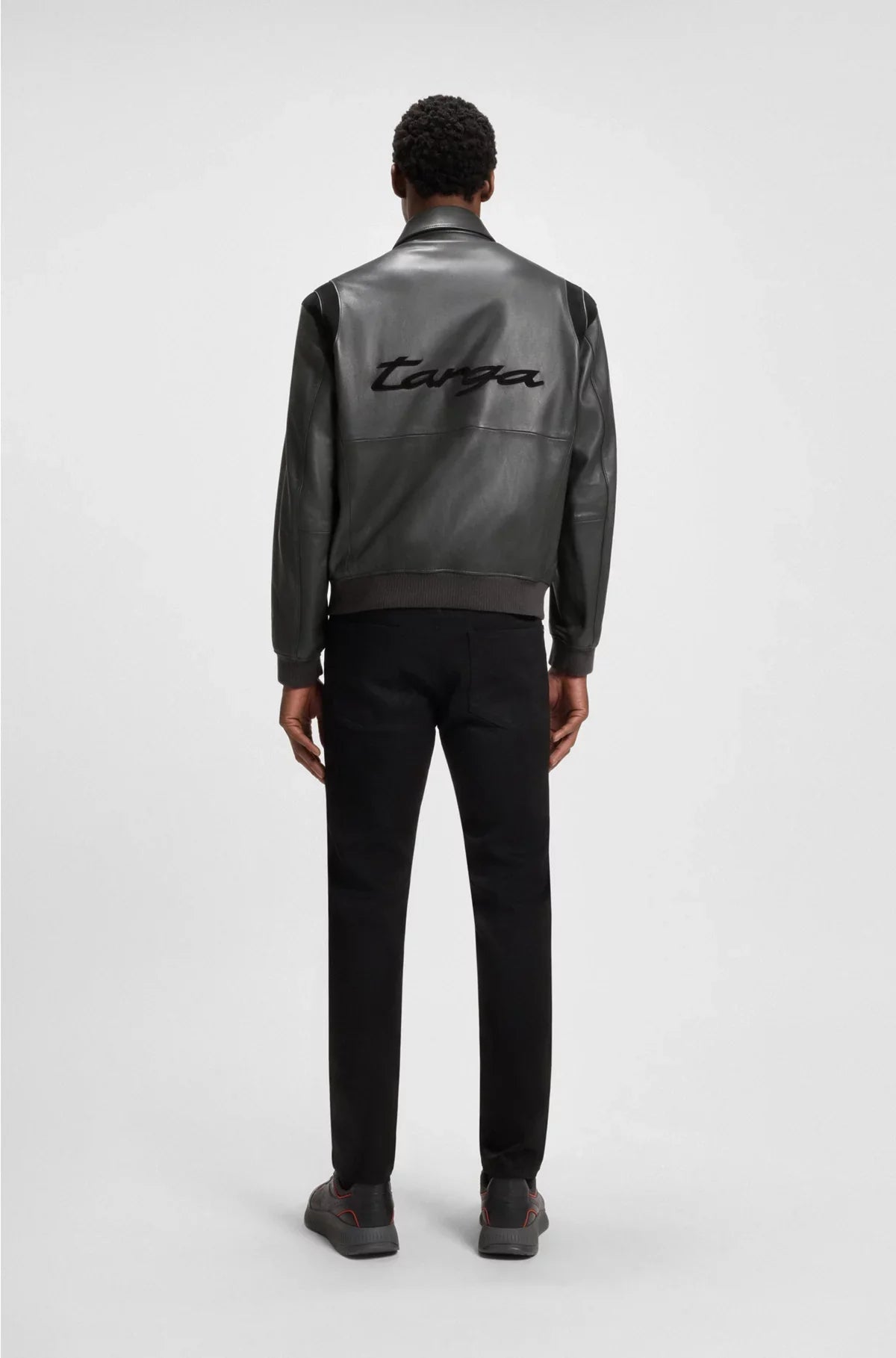 LEATHER JACKET WITH CONTRAST DETAILS