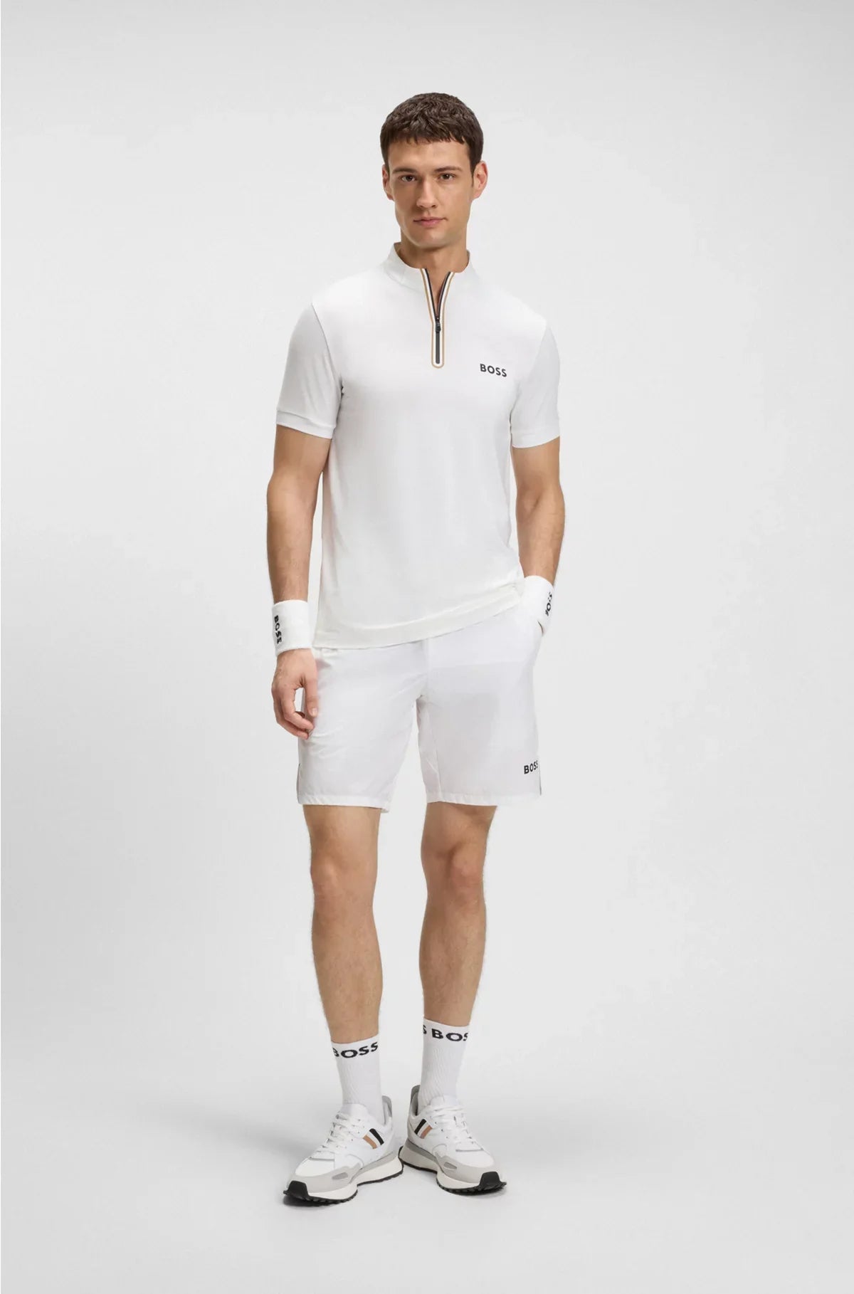 MAGLIETTA ATTIVA CON ZIP SUL COLLO IN JERSEY DI MESH ELASTICIZZATO