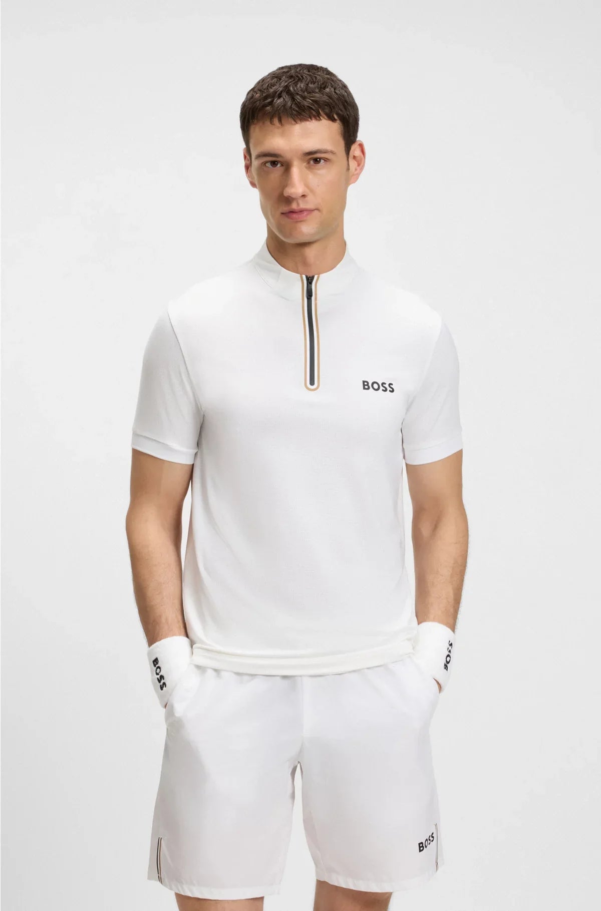 MAGLIETTA ATTIVA CON ZIP SUL COLLO IN JERSEY DI MESH ELASTICIZZATO