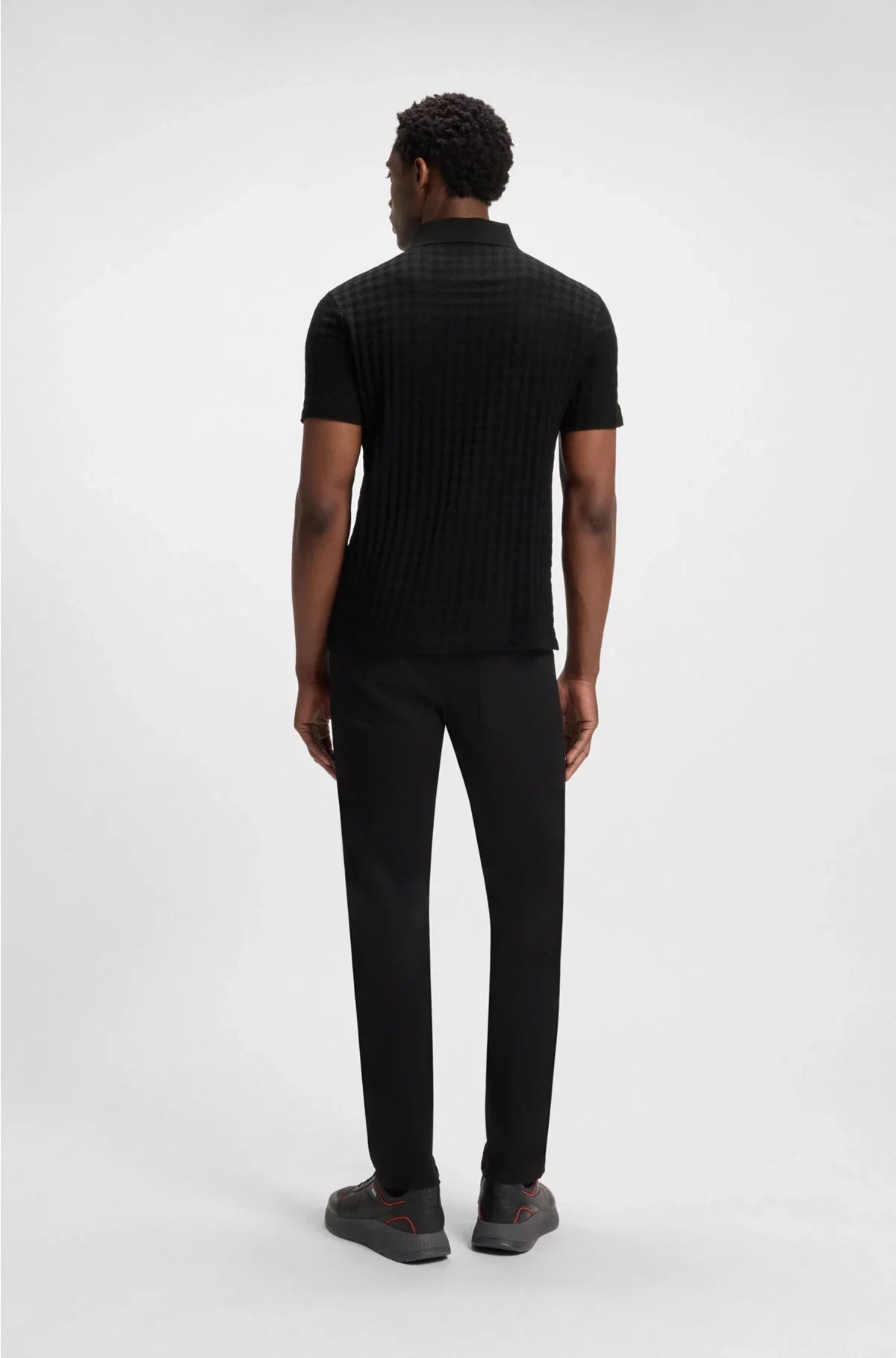 POLO IN COTONE MERCERIZZATO JACQUARD PIED DE POULE