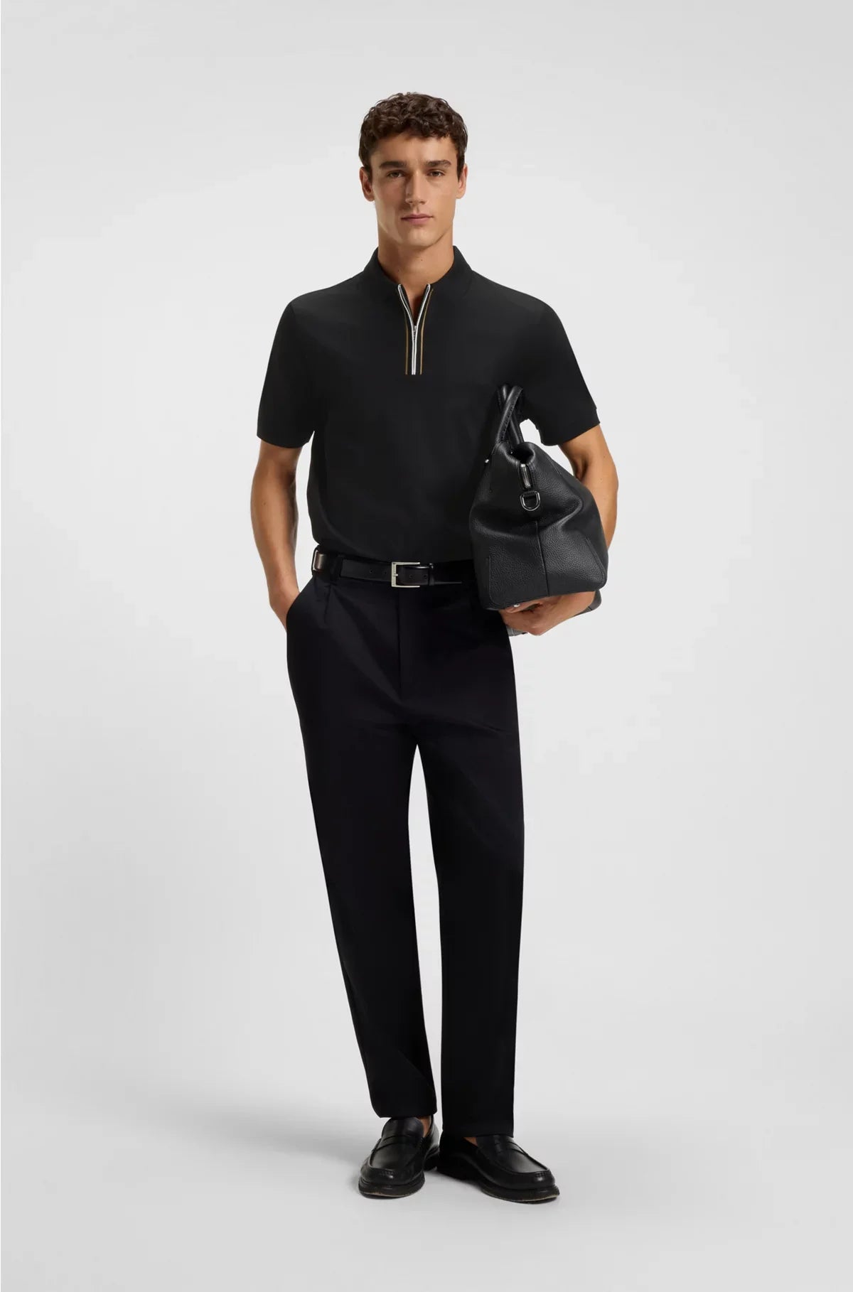 MERCERISED-COTTON POLO SHIRT WITH ZIP PLACKET