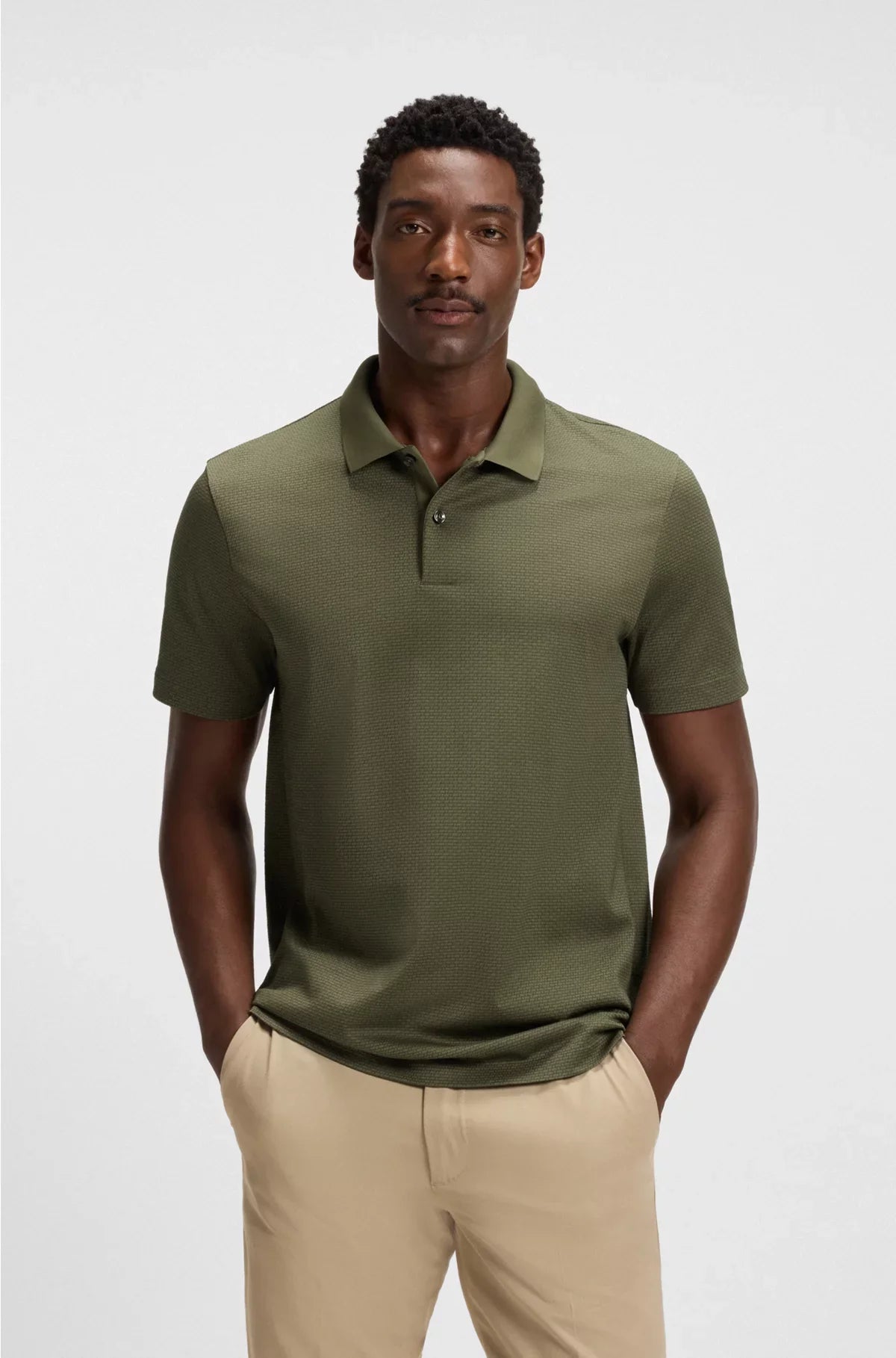 POLO IN COTONE MERCERIZZATO CON JACQUARD GEOMETRICO