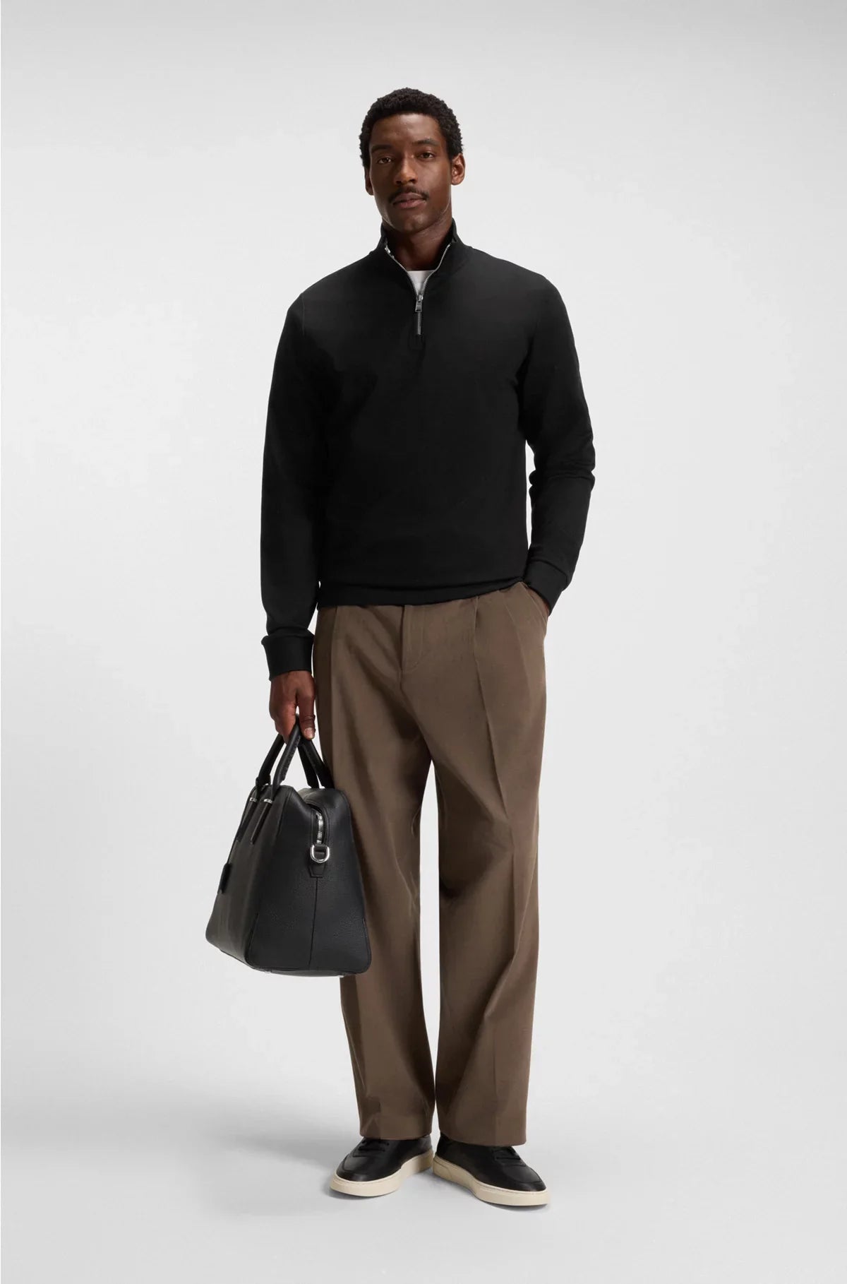 COTTON-BLEND SWEATSHIRT WITH ZIP NECK