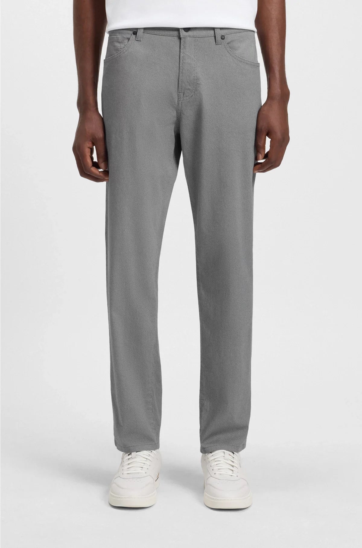 PANTALONI REGULAR FIT MAINE IN COTONE STRETCH MICROFANTASIA