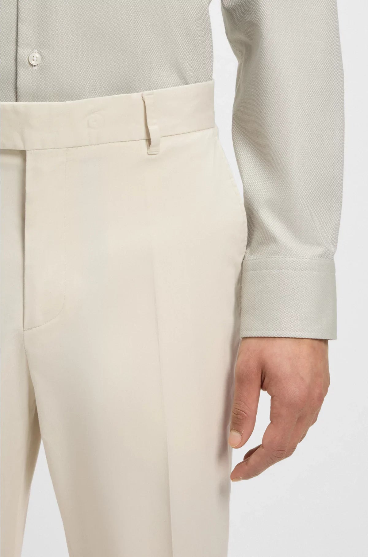 MACHINE-WASHABLE TAPERED-FIT TROUSERS IN STRETCH FABRIC