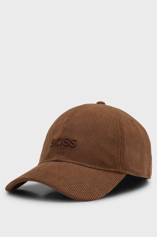 CAPPELLO IN VELLUTO A COSTINE CON LOGO RICAMATO