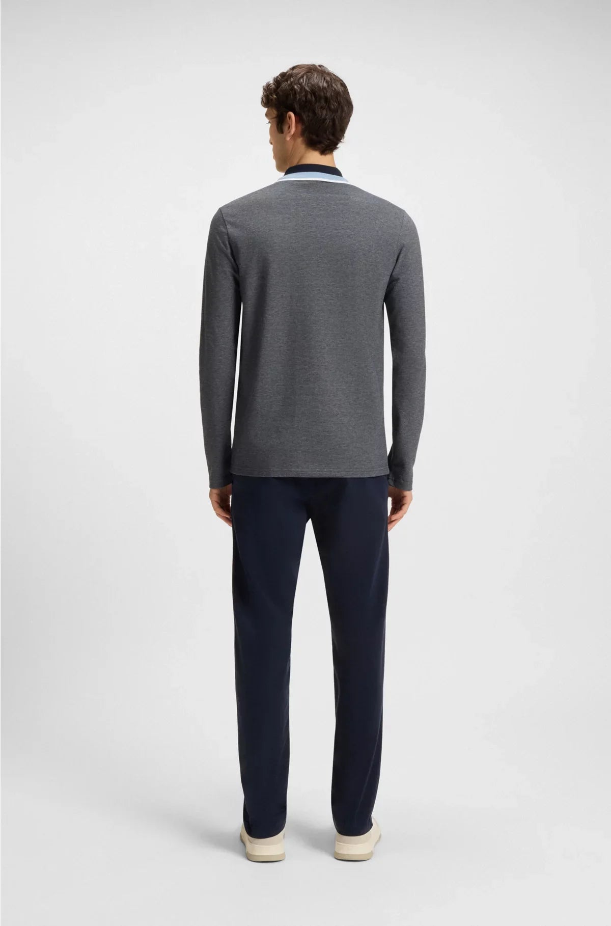 POLO SHIRT IN COTTON PIQUE WITH STRIPED COLLAR