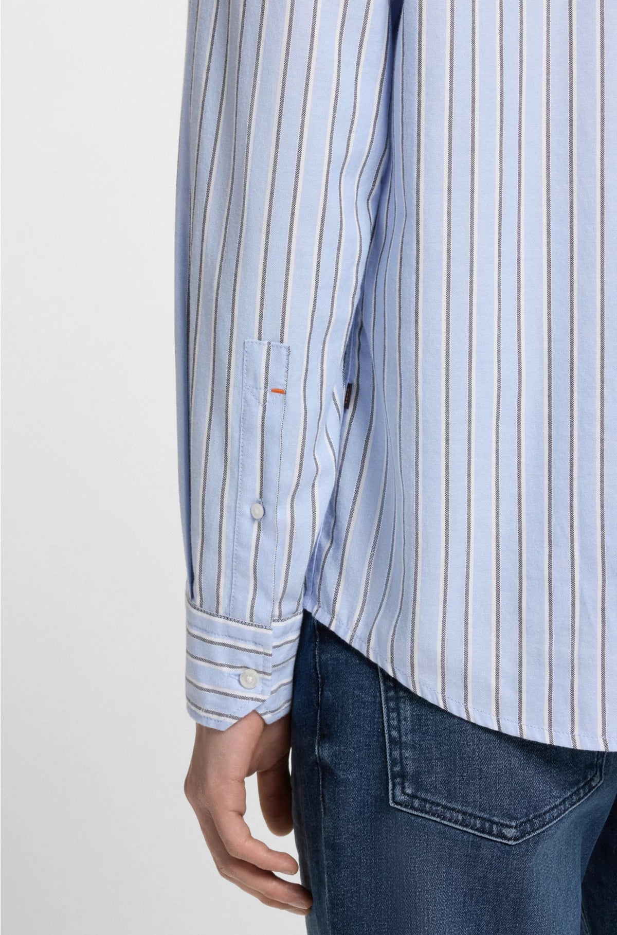 REGULAR-FIT SHIRT IN STRIPED STRETCH COTTON