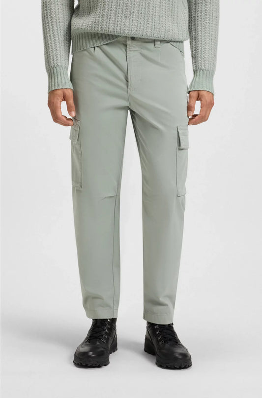 CARGO TROUSERS IN STRETCH-COTTON SATIN