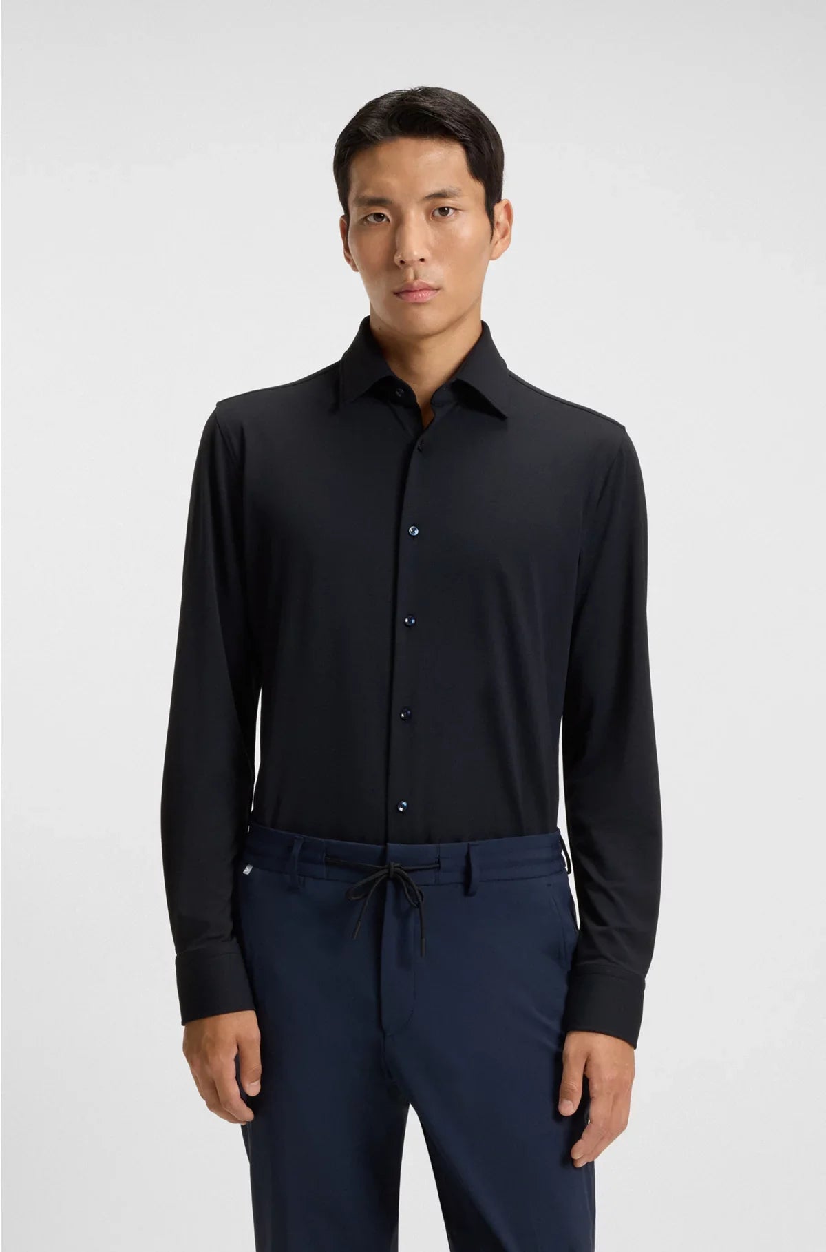 CAMICIA SLIM FIT IN JERSEY STRUTTURATO ELASTICIZZATO PERFORMANCE