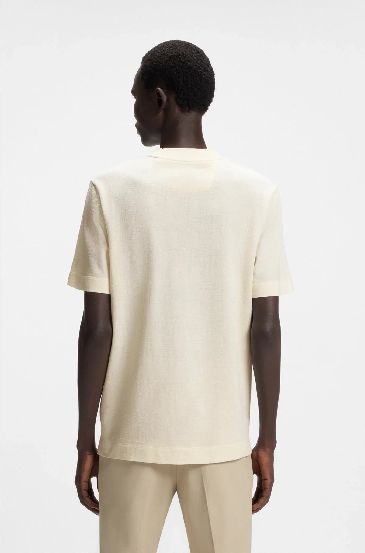 COTTON-SILK T-SHIRT WITH PRINCE OF WALES CHECK