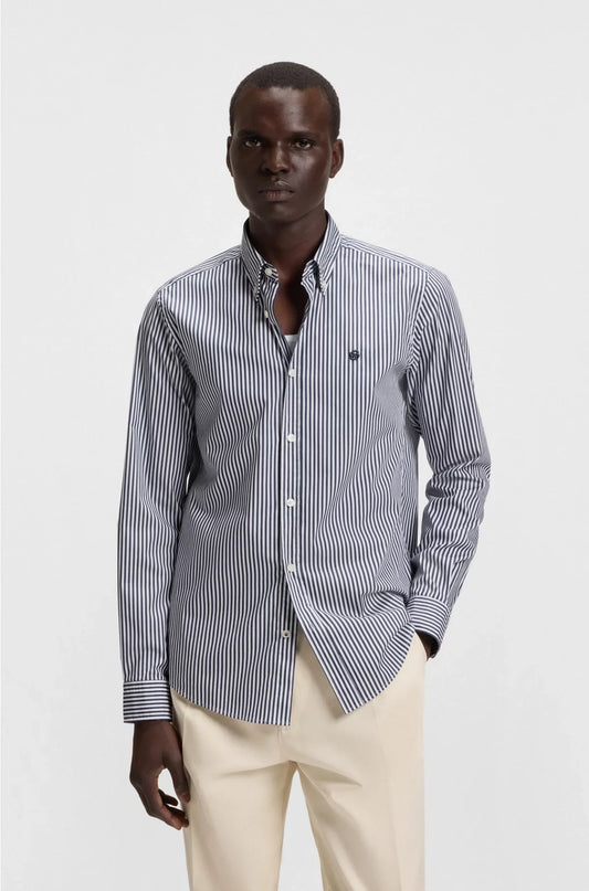 Camicia slim fit in misto cotone a righe