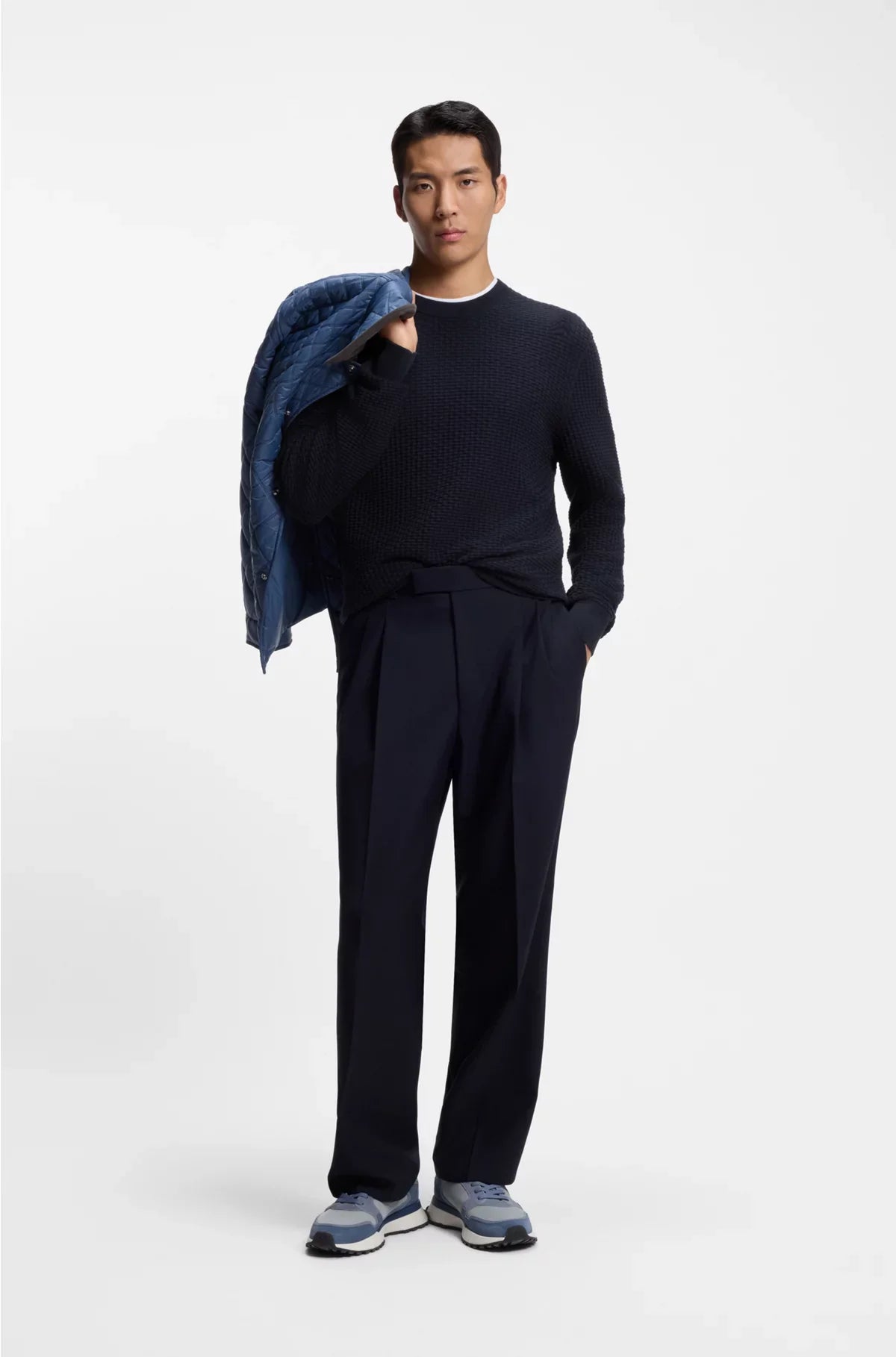 COTTON SWEATER WITH KNITTED STRUCTURE