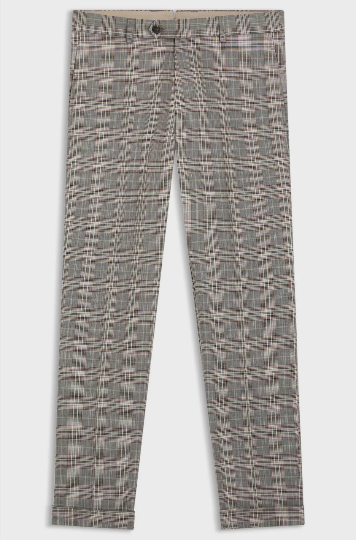 TAPERED-FIT TROUSERS IN CHECKED VIRGIN WOOL AND SILK