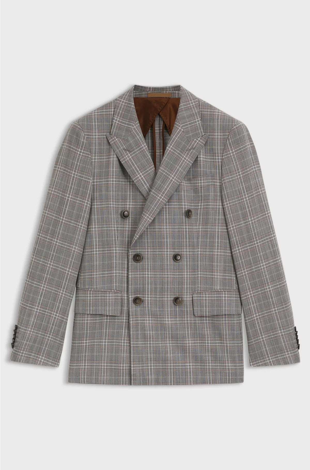 GIACCA SLIM FIT IN LANA VERGINE E SETA A QUADRI