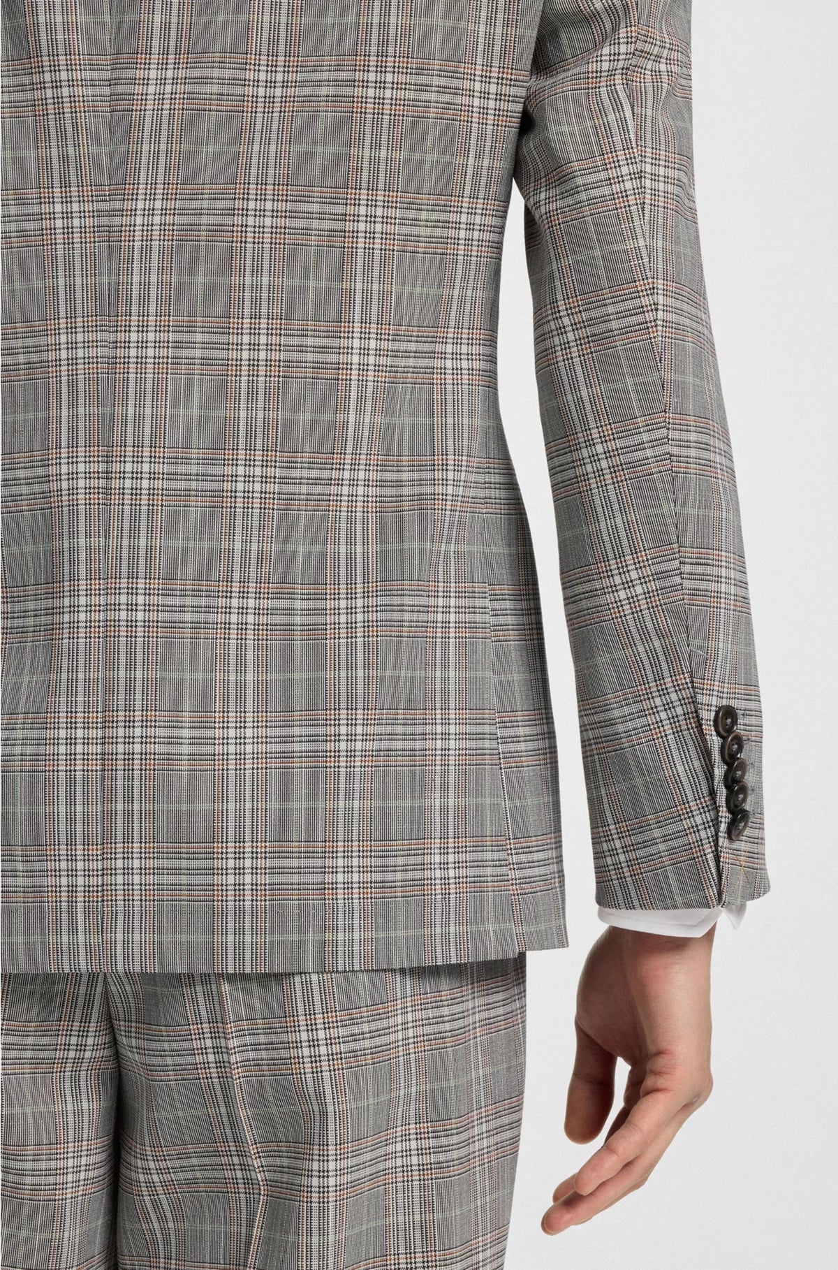 GIACCA SLIM FIT IN LANA VERGINE E SETA A QUADRI