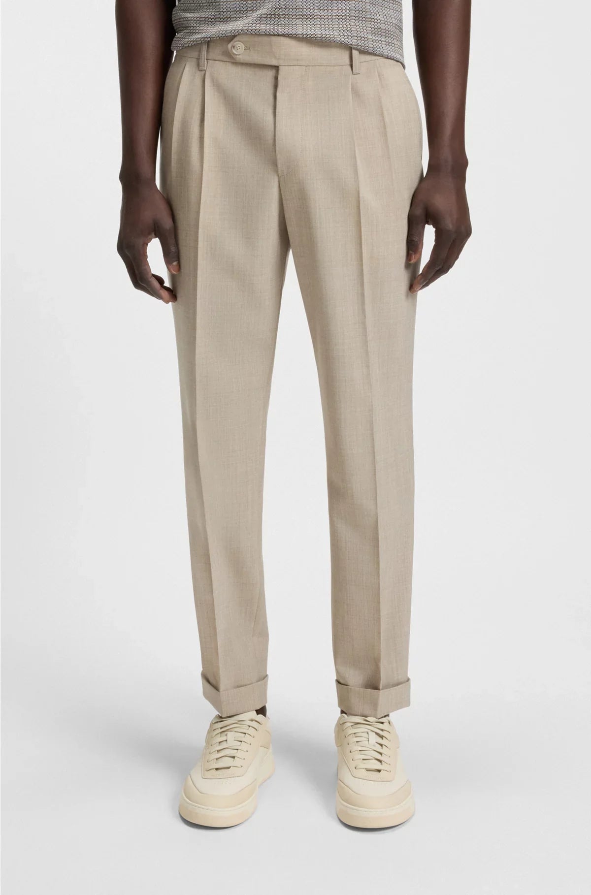 TAPERED-FIT TROUSERS INMICRO-PATTERNED VIRGIN WOOL