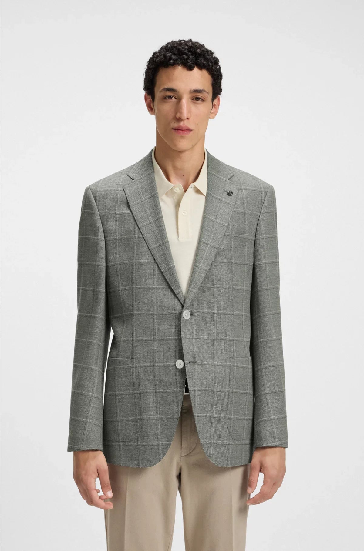 REGULAR-FIT BLAZER IN A CHECKED WOOL BLEND