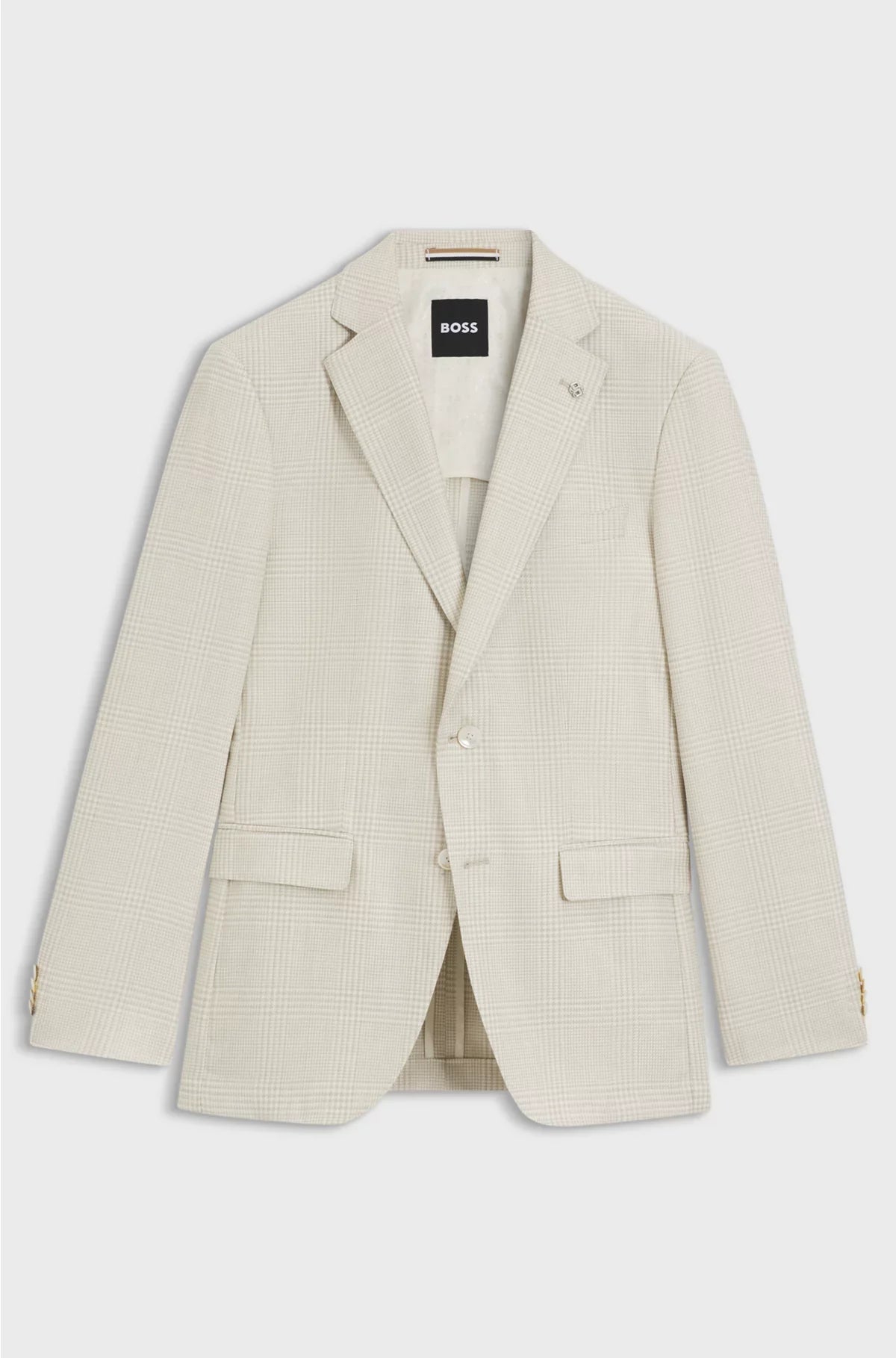 SLIM-FIT BLAZER IN CHECKED WOOL, SILK AND LINEN