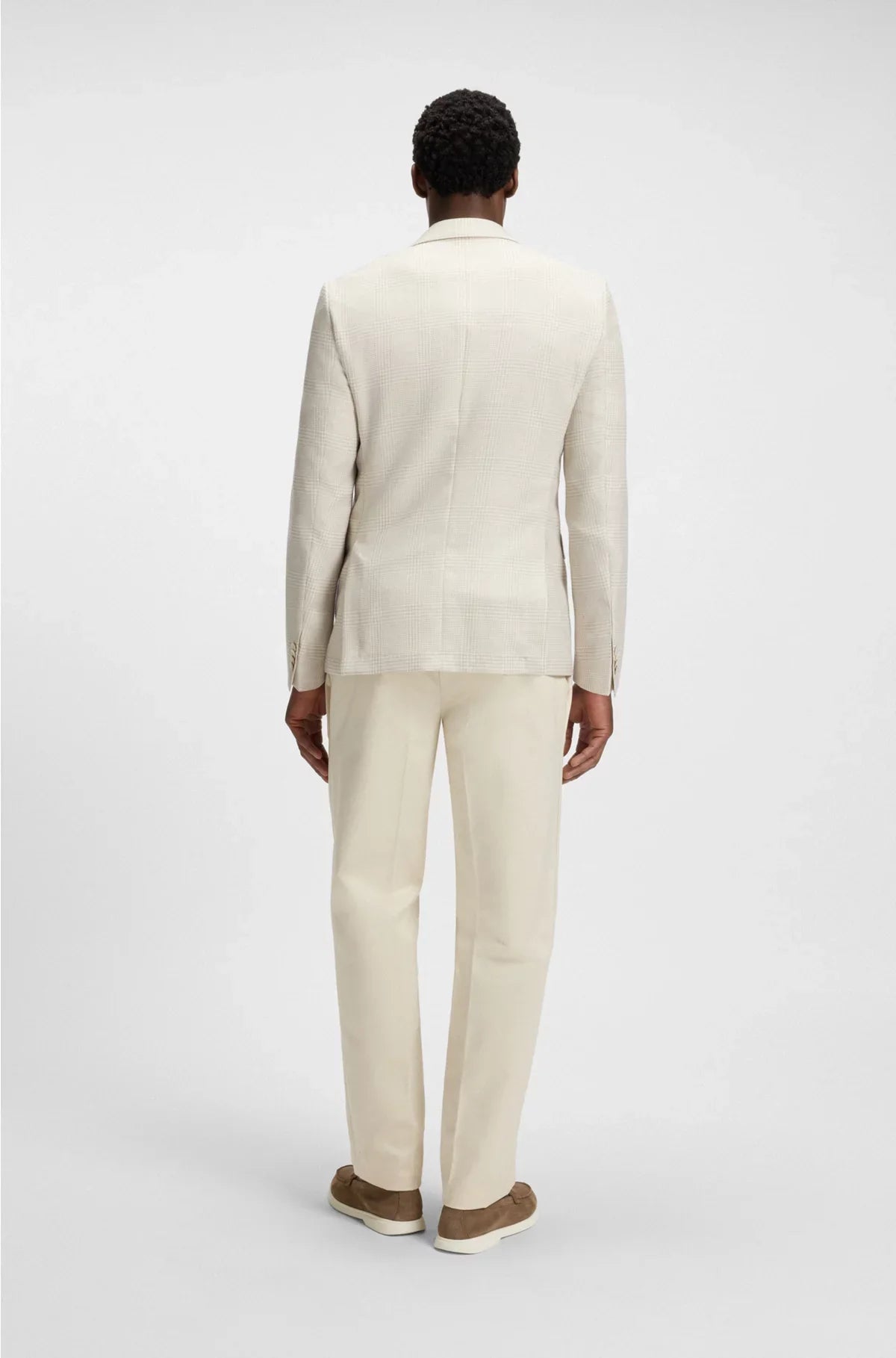 SLIM-FIT BLAZER IN CHECKED WOOL, SILK AND LINEN
