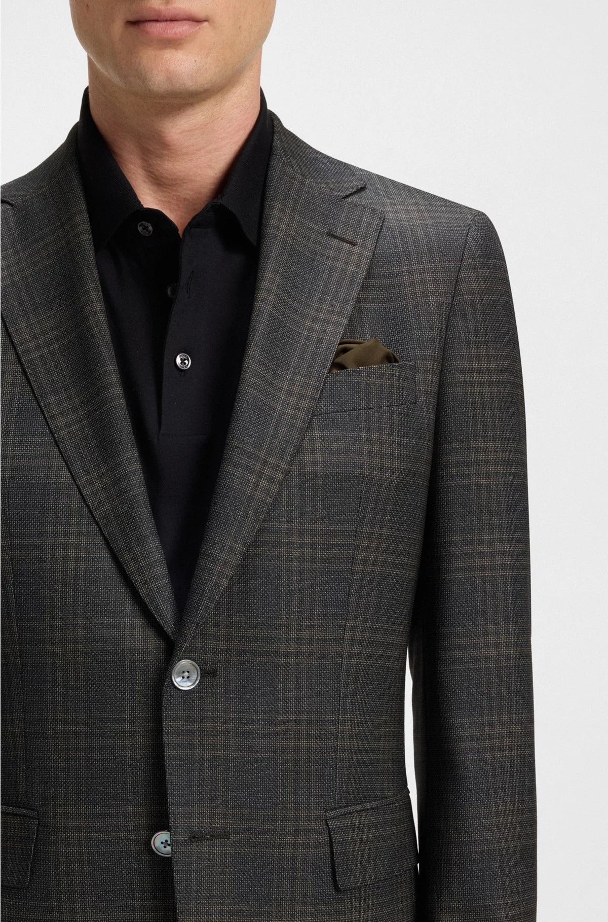 BLAZER SLIM FIT IN LANA VERGINE A QUADRI