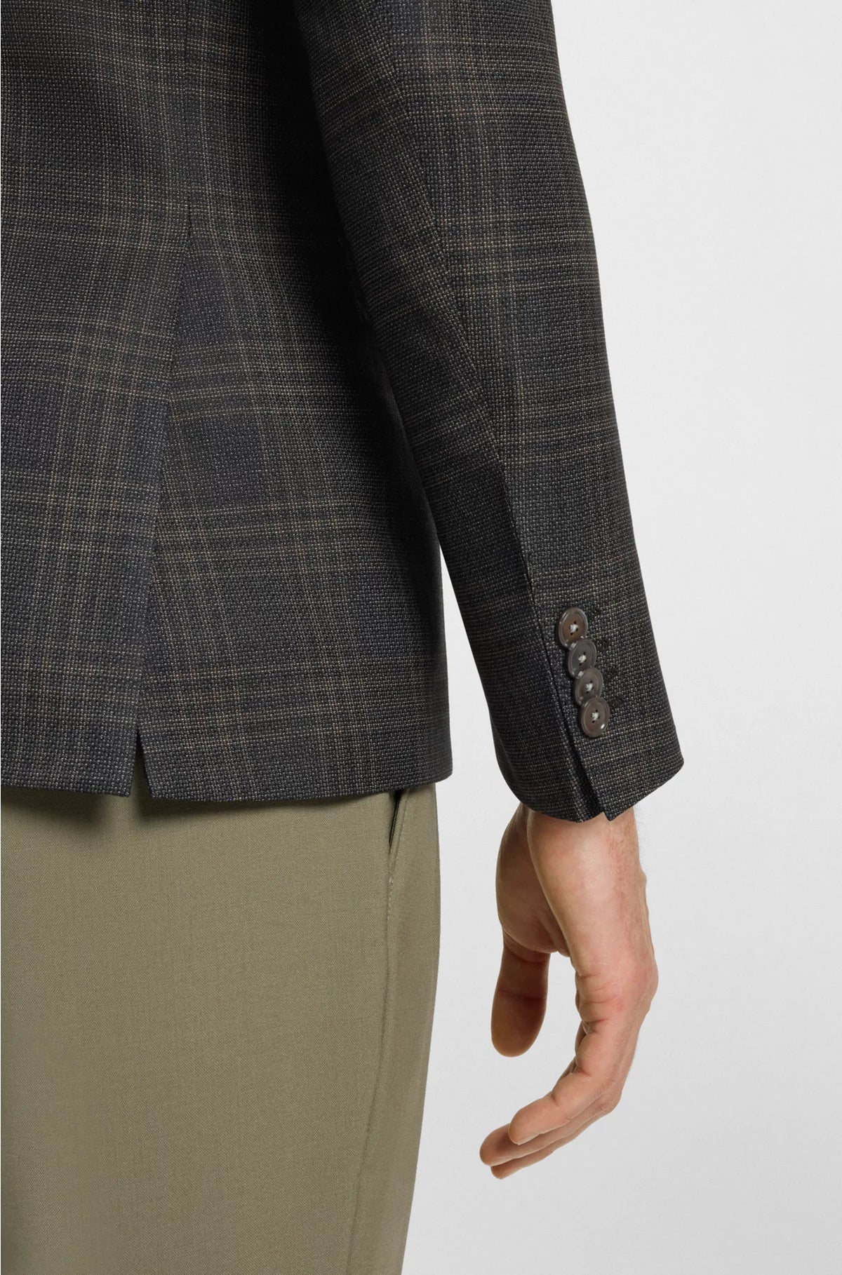 BLAZER SLIM FIT IN LANA VERGINE A QUADRI