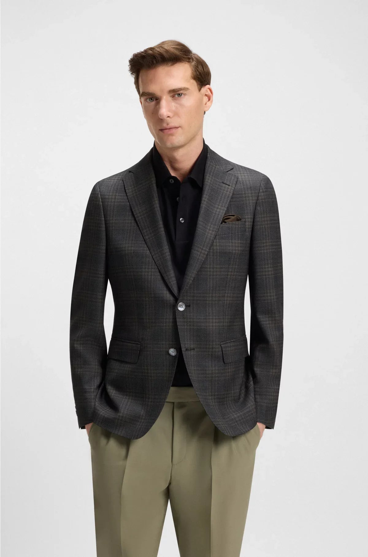 BLAZER SLIM FIT IN LANA VERGINE A QUADRI