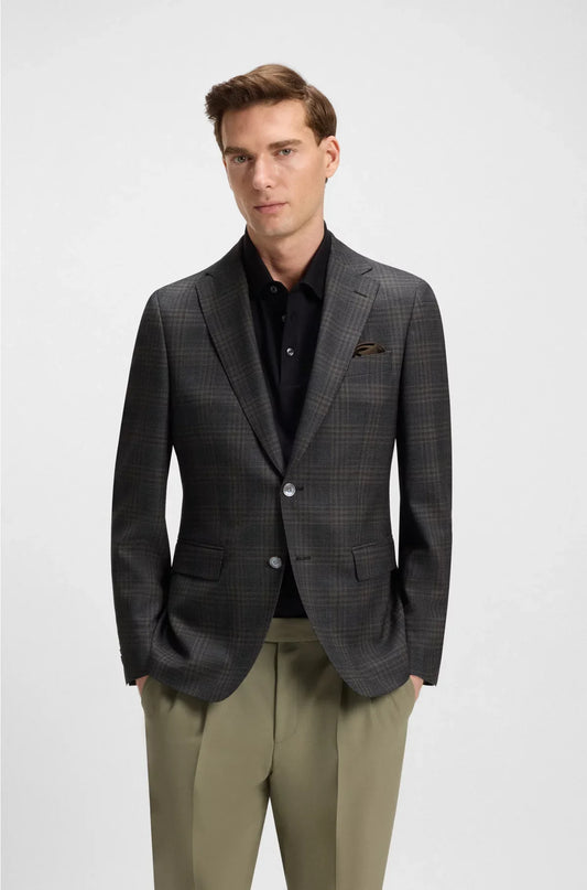 BLAZER SLIM FIT IN LANA VERGINE A QUADRI